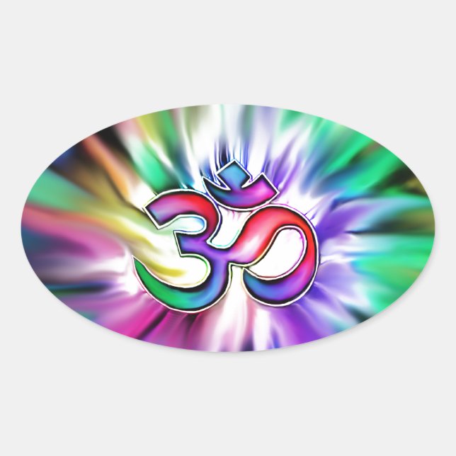 Adesivo Oval Blooming Rainbow Lotus OM (Frente)