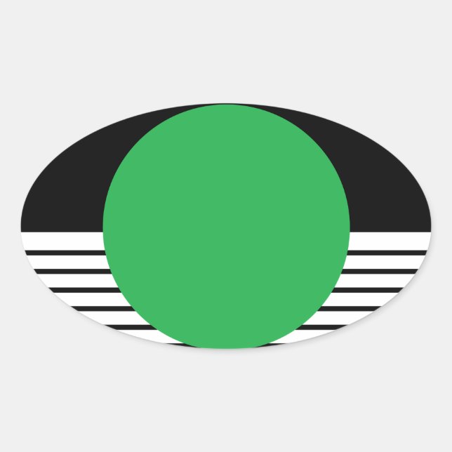 Adesivo Oval Bloqueio Branco Preto e Círculo Verde (Frente)