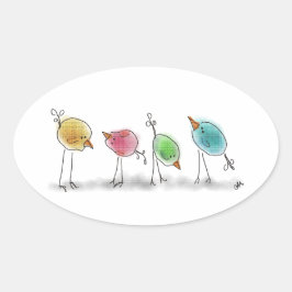Adesivo Oval Blue Birdies Stickers