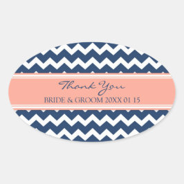 Adesivo Oval Blue Coral Chevron Obrigado A Senha De Favor De Ca