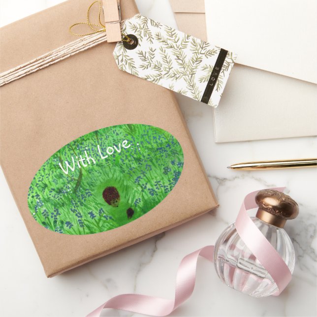 Adesivo Oval Bluebell Wood Hedgehogs (Presentear)