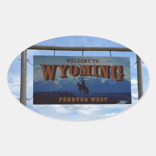 Adesivo Oval Boa vinda a Wyoming