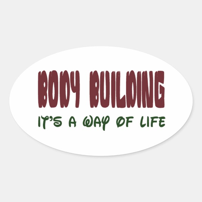 Adesivo Oval Body building é um modo de vida (Frente)