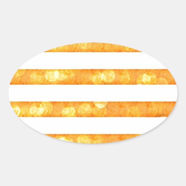 Adesivo Oval Bokees Stripes Laranja E Branco (Frente)