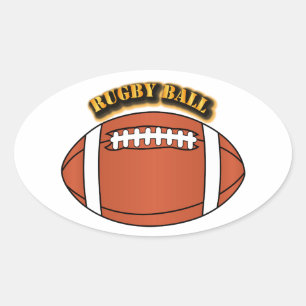 Adesivo Oval Bola de rugby com texto