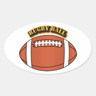 Adesivo Oval Bola de Rugby com Texto