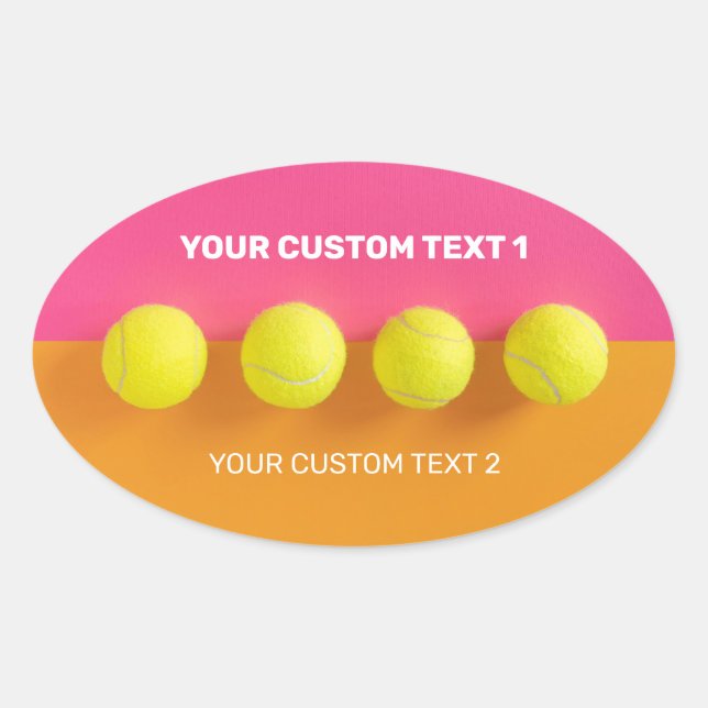 Adesivo Oval Bolas de Tênis de Texto Personalizadas (Frente)