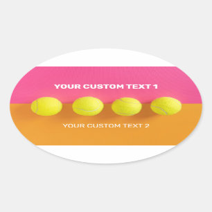 Adesivo Oval Bolas de Tênis de Texto Personalizadas