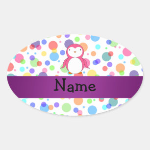 Adesivo Oval Bolinhas cor-de-rosa conhecidas personalizadas do