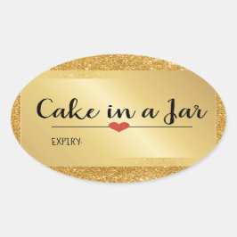 Adesivo Oval Bolo em um pote moderno dourado glitter feriado