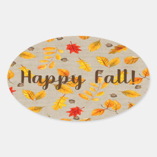 Adesivo Oval bolotas e folhas