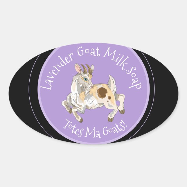 Adesivo Oval Bolsas mães Caprinos! Rótulos de sabão de leite de (Frente)