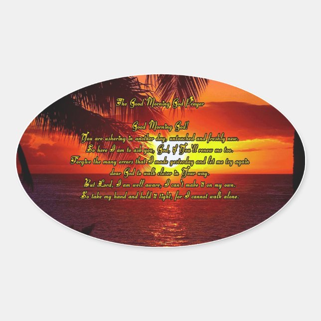 Adesivo Oval Bom dia Deus orador Sticker (Frente)
