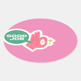Adesivo Oval Bom trabalho, Stickers ovais