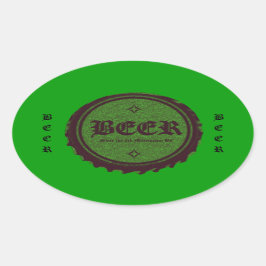 Adesivo Oval Boné de garrafa de cerveja verde