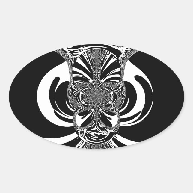 Adesivo Oval Bonita e espantosa Impressão branca (Frente)