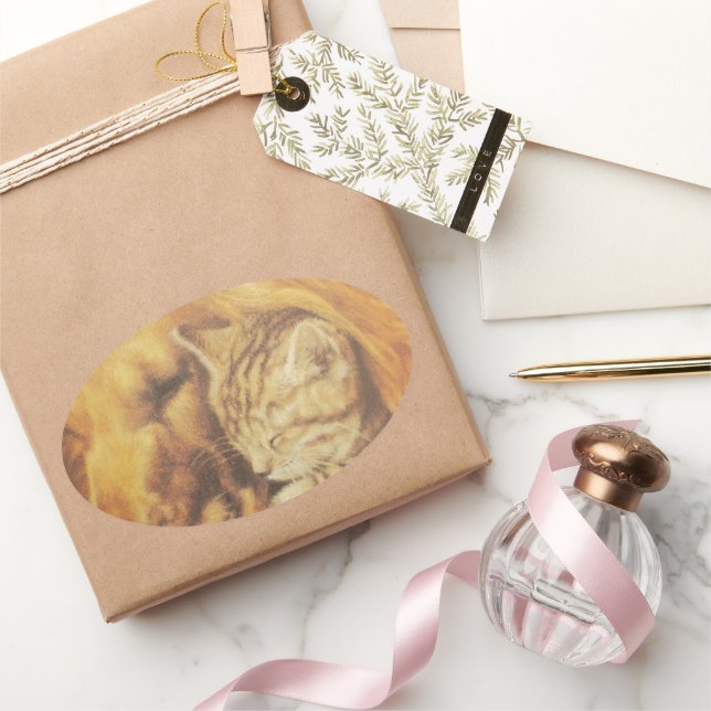 Adesivo Oval Bonita Impressão de Arte de Cachorro e Gato Incrív (Presentear)