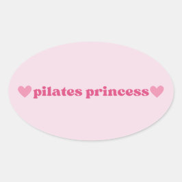 Adesivo Oval Bonito Pilates Princesa de Coração Rosa Design
