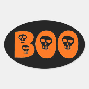 Adesivo Oval "Boo" Skully personalizável