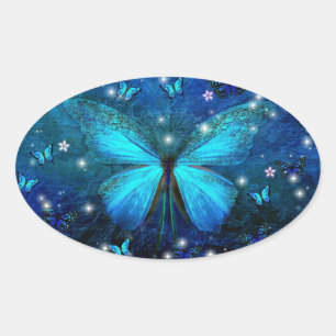 Adesivo Oval Borboleta Azul