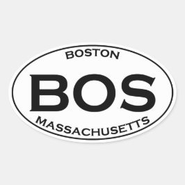 Adesivo Oval BOS - Logotipo Oval de Boston Massachusetts
