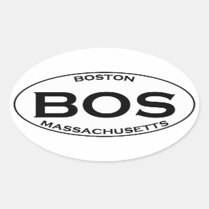 Adesivo Oval BOS - Logotipo Oval de Boston Massachusetts