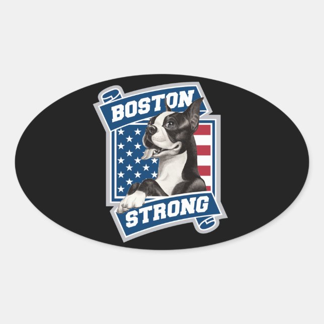 ADESIVO OVAL BOSTON STRONG TERRIER (Frente)