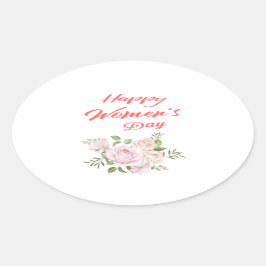 Adesivo Oval branco feliz do dia feminino