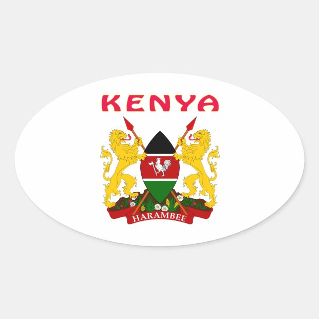Adesivo Oval Brasão de Kenya (Frente)
