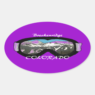 Adesivo Oval Breckenridge Colorado, autocolantes roxos de goggl
