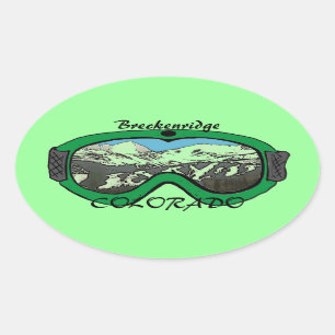 Adesivo Oval Breckenridge Colorado, autocolantes verdes do gogg