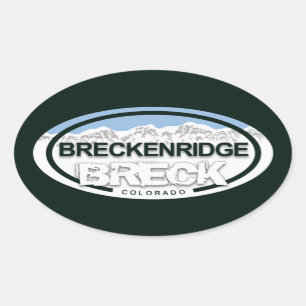 Adesivo Oval Breckenridge Colorado Mountain Tag Stickers