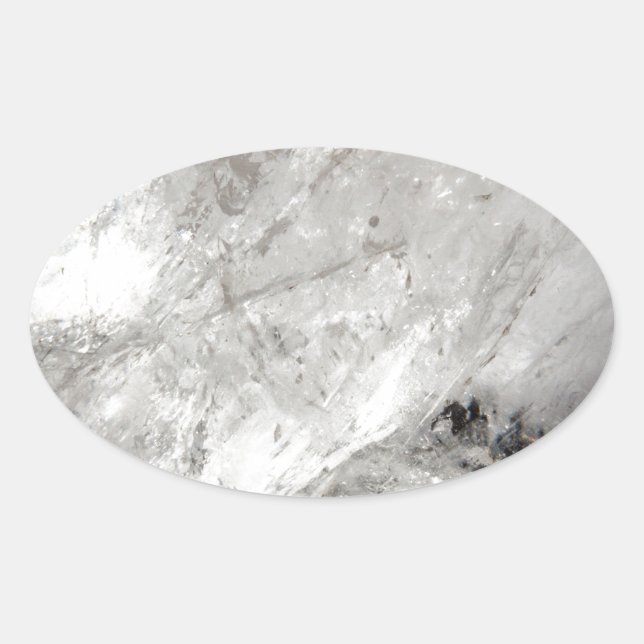Adesivo Oval brilho de quartzo cristal congelado amor cicatriza (Frente)