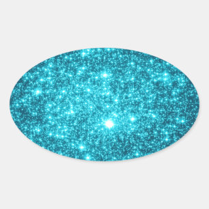 Adesivo Oval Brilho Turquesa
