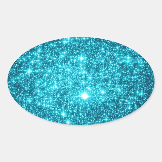 Adesivo Oval Brilho Turquesa (Frente)