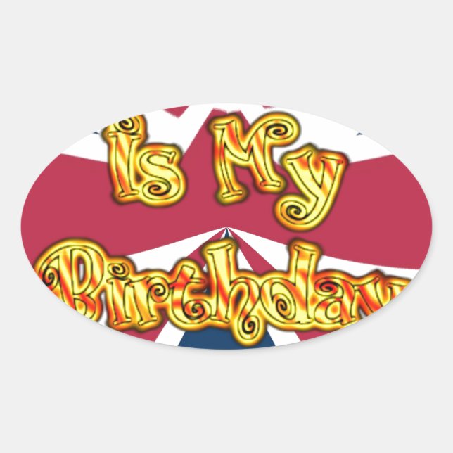 Adesivo Oval British Birthday dá Impressão de arte (Frente)
