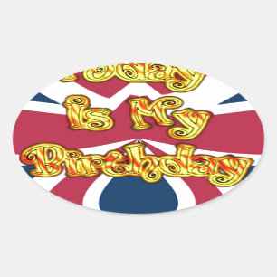 Adesivo Oval British Birthday dá Impressão de arte