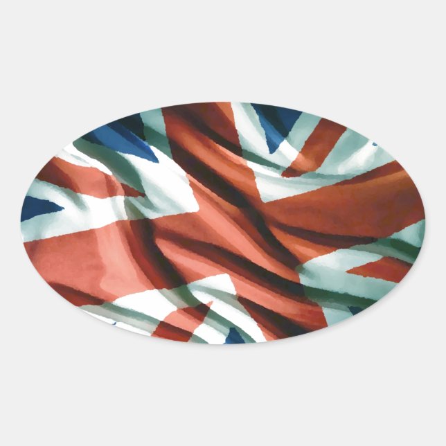 Adesivo Oval British Flag Pop Art (Frente)