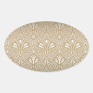 Adesivo Oval Bronze, ouro, Art nouveau, art deco, vintage,