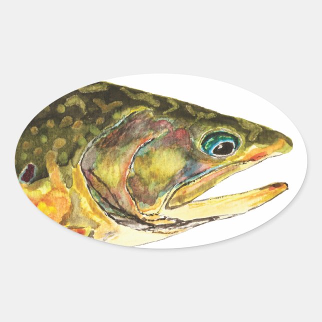 Adesivo Oval Brook Trout Pescador (Frente)