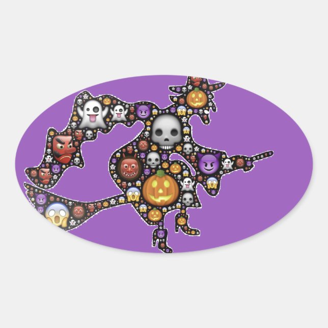 Adesivo Oval bruxa emoji (Frente)