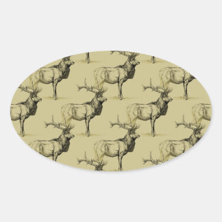Adesivo Oval Bull Elk Hunters Wildlife Big Game Hunting Antlers