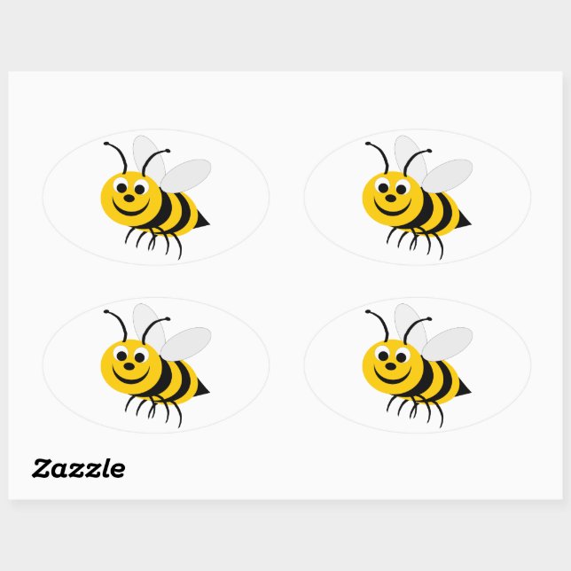 Adesivo Oval Bumble Bee Design Oval Sticker (Folha)
