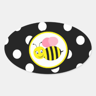 Adesivo Oval Bumble Bee - Rosa / Preto