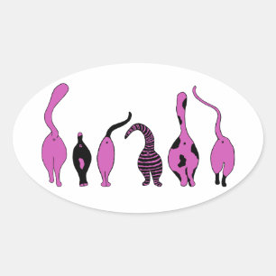 Adesivo Oval Bumbuns de Gato Roxo