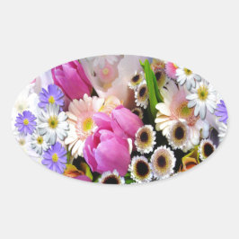 Adesivo Oval Buquê de abril