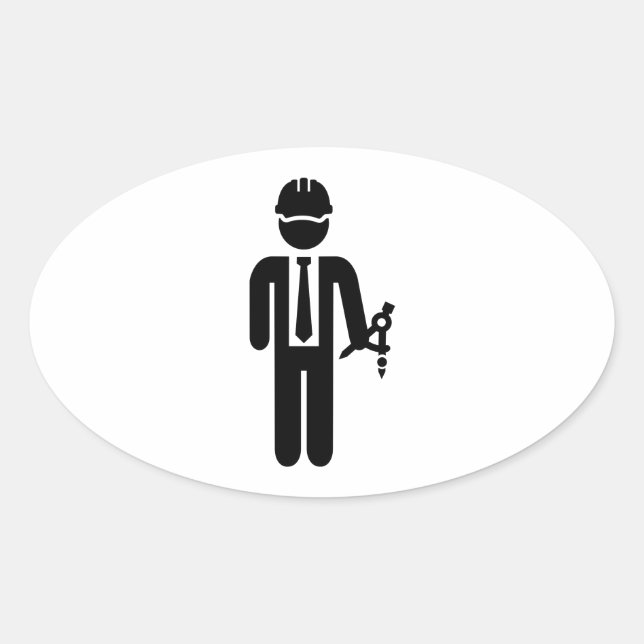 Adesivo Oval bússola do engenheiro Architect (Frente)