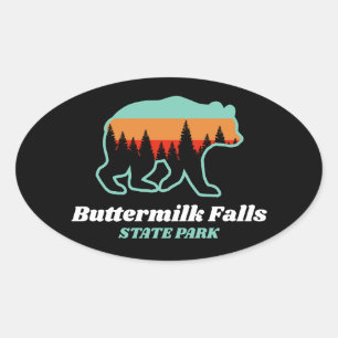 Adesivo Oval Butmilk Falls State Park New York Bear Retro