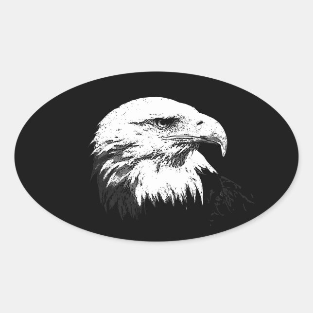 Adesivo Oval BW American Bald Eagle (Frente)
