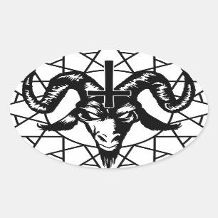 Adesivo Oval Cabeça com Estrela de Caos (preto)